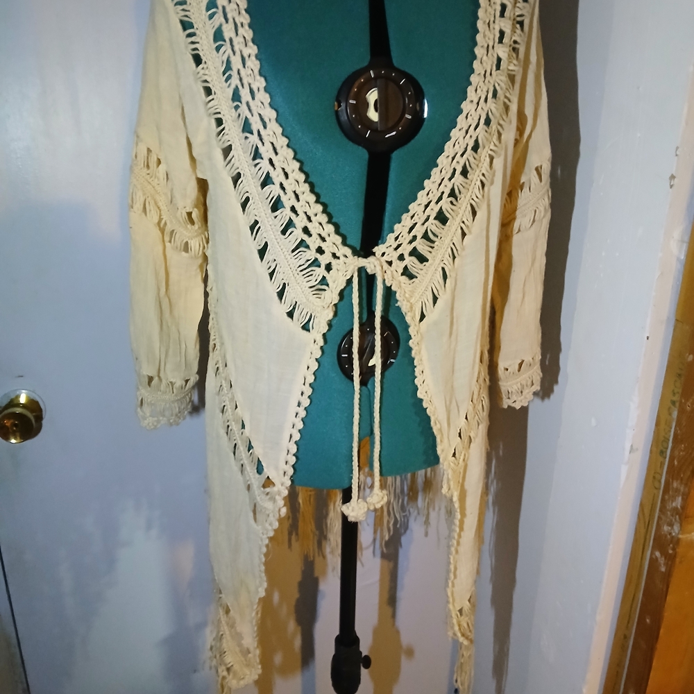 Vivid Impressions Cream Crochet Cardigan